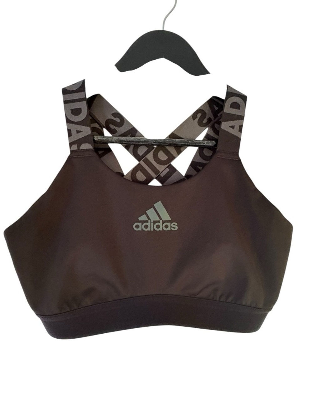 Adidas Black Sports Bra/ Swim Bikini Top with Logo Crossback Straps. No sizing